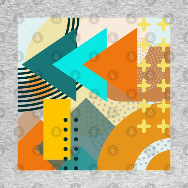 Modern Geometric Pattern Vibrant Aqua Gold Terracotta Retro Style by SwagOMart